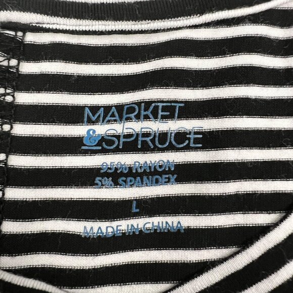 Market & Spruce Short Sleeve Black/Whit Striped Shift Dress Women's Size Large - Picture 9 of 9